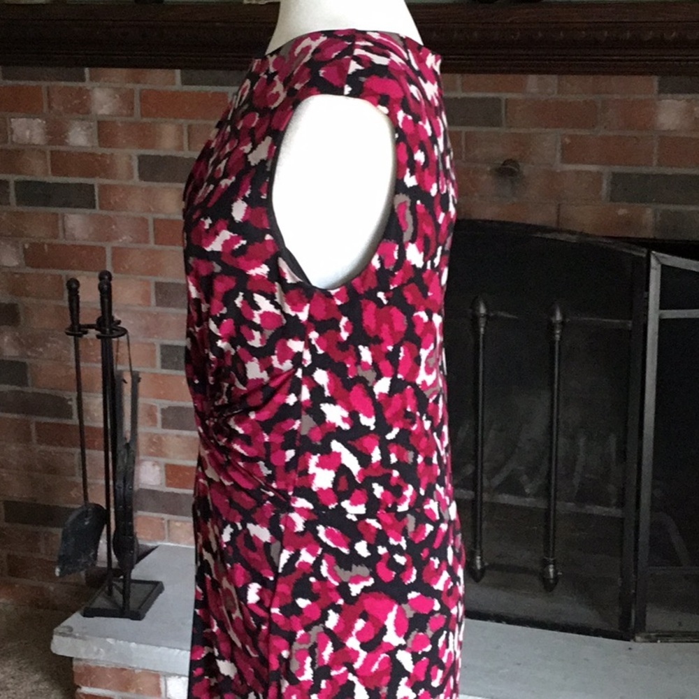 Evan Picone burgundy, black and cream dress - Picture 4 of 8